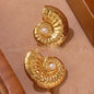 Beach Style Conch Shell Pearl Stud Earrings