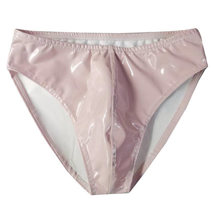 Sexy Bright PU Anti-exposure Leather Men's Bright Leather Underwear