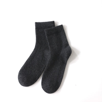 Mid-High Tube Pure Color Cashmere Socks Unisex Maternity Socks Winter Cold Thick Socks Warm