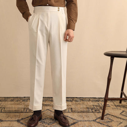 High Waist Straight Trousers Men's Business