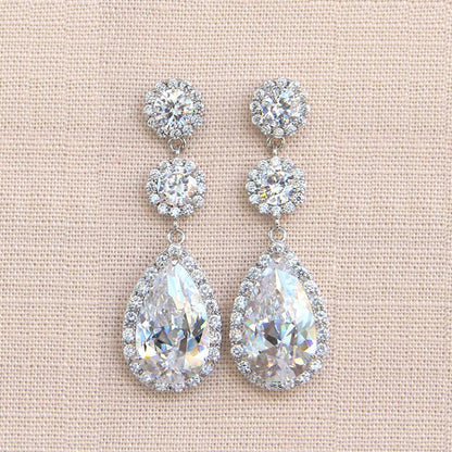 Water Drop Zircon Earrings Super Flash Female Romantic Wedding