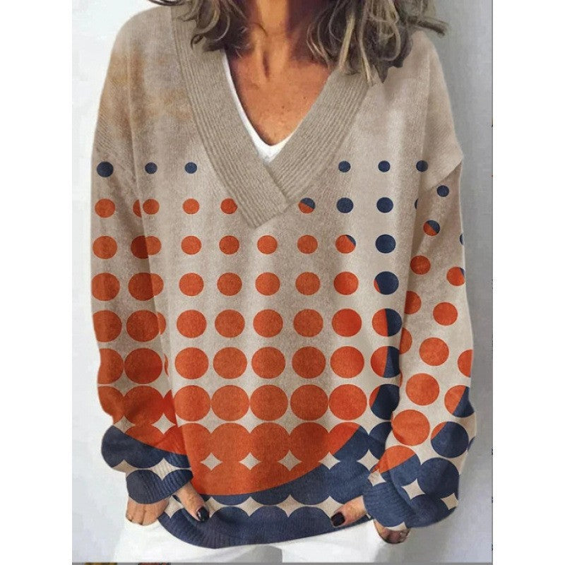 Women's 3D Digital Floral Print Long Sleeve Pullover