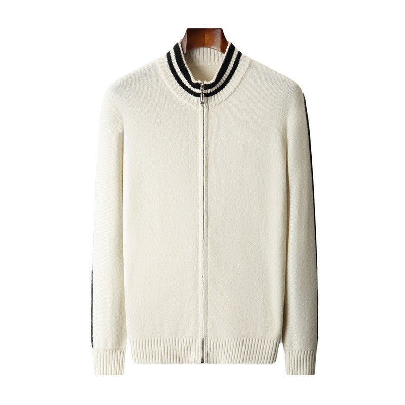 Men's Half-high Collar Knitted Slim-fitting All-matching Striped Korean Sweater