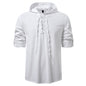 New Medieval Pirate Drawstring Men's Cotton Linen Long Sleeve