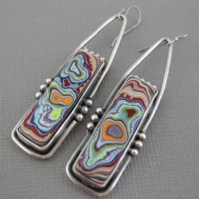 Retro Geometric Enamel Personalized Earrings