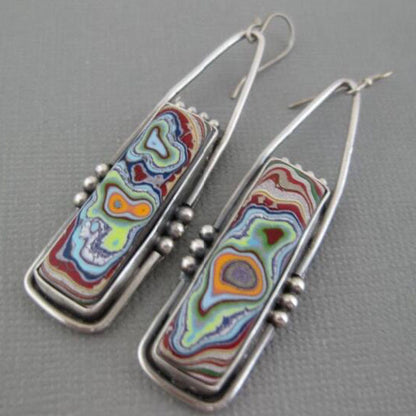 Retro Geometric Enamel Personalized Earrings