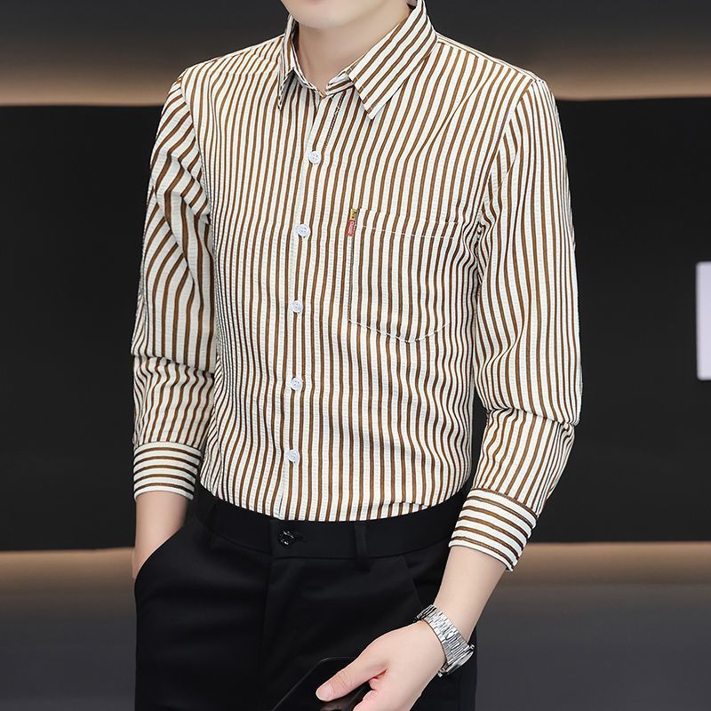 Striped Youth Korean Slim Fit Casual All-match Shirt