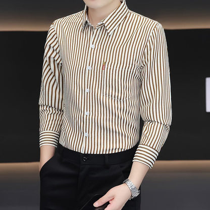 Striped Youth Korean Slim Fit Casual All-match Shirt