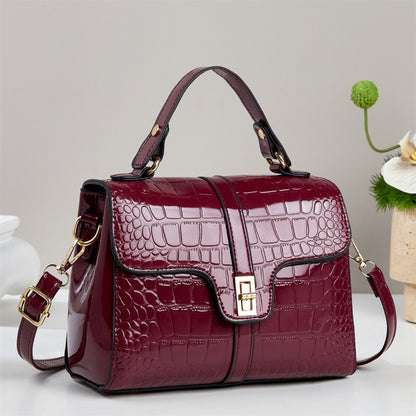 Sleek Stone-patterned Patent Leather Crossbody Bag That Pairs Effortlessly With Any Outfit