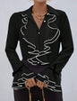 Solid Color Casual Ruffled Flared Sleeve Shirt Top