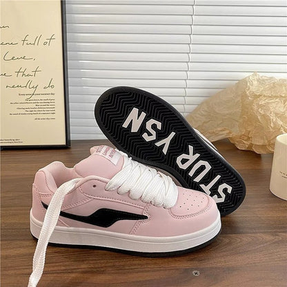 Dopamine Color Matching Classic Preppy Style Raise The Bottom Four Seasons Women's Board Shoes