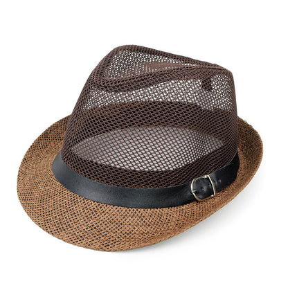 Men's Simple Color Matching Linen Sun Hat