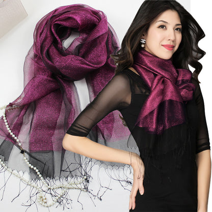 Fashionable And High Grade Lady Silk Double Layer Elegant Silk Scarf