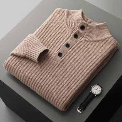 New Half Turtleneck Button Sweater For Men
