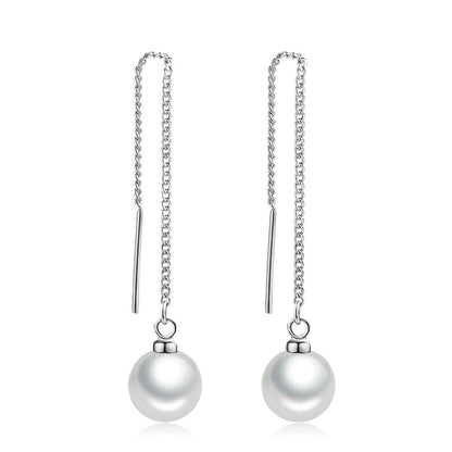 Popular Jewelry Simple Pearl Ear String Rose Gold Earrings
