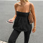 Women's Casual Tube Top Straight-leg Trousers Suit
