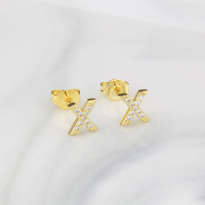 Ins European And American Diamond English Alphabet Letter Earrings