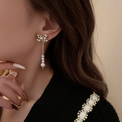 Women's New Pearl Bow Earrings