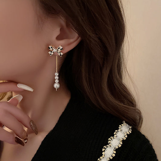 Women's New Pearl Bow Earrings