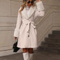 Women's Lapel Cardigan Single-breasted Strap Trench Coat