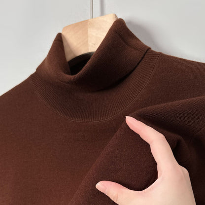 Non-scratchy Thermal Turtleneck Woolen Sweater Men's Thickened Solid Color Minimalist Long Sleeve