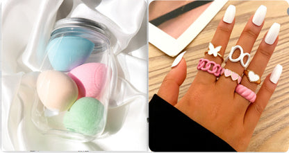 Canned Powder Puff Beauty Egg Box Makeup Sponge  Set