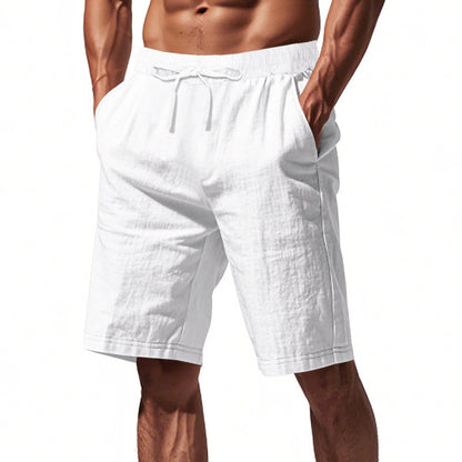 Men's Beach Pants Loose Casual Linen Solid Color Shorts
