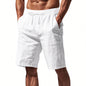 Men's Beach Pants Loose Casual Linen Solid Color Shorts