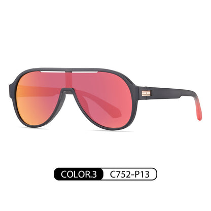 Fashion TR One-piece Large Frame Colorful Polarized Sunglasses