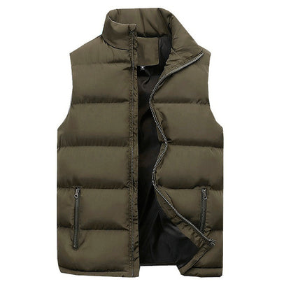 Men's Cotton Padded Clothing Vest Casual Warm Cotton-padded Coat Cotton Vest Sleeveless Vest