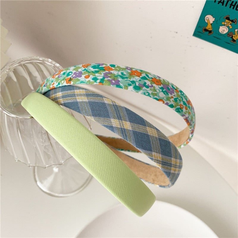 Super Sweet Plaid Flower Solid Color Fabric Headband