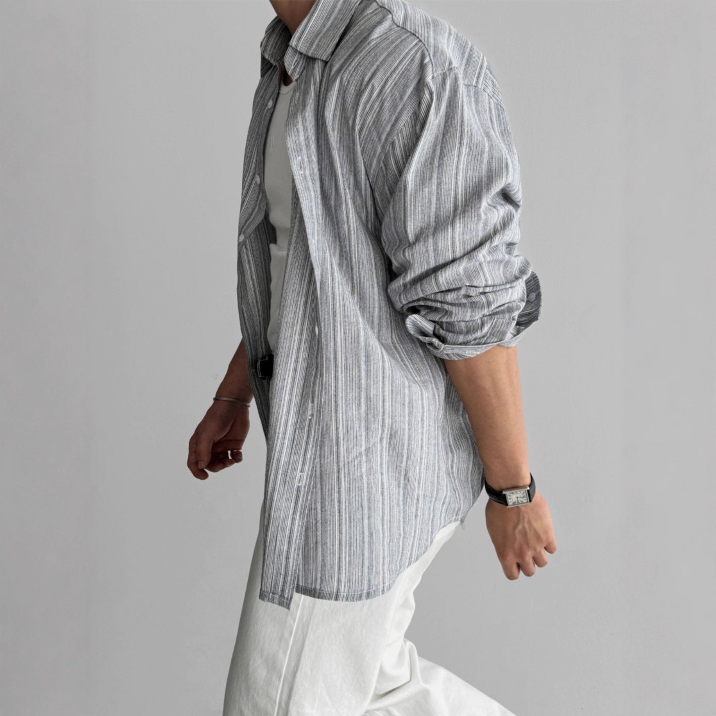 Men's Casual Korean Style Loose Vintage Striped Shirt