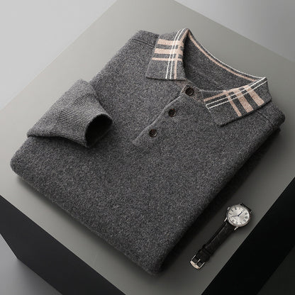 POLO Lapel Pullover Multicolor Casual Loose Cashmere Knitted Bottoming Shirt