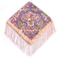 Women's Fringed Cotton And Linen Printed Square Scarf