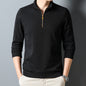 Long Sleeve T-shirt Zipper And Lapel Casual Stand Collar Bottoming Shirt Men's Clothing