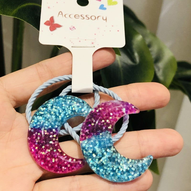 Dreamy Glitter Star Moon Girls Hair Tie