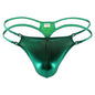 Sexy Men's Thong Imitation Leather Ice Silk Personality Panties Low Waist