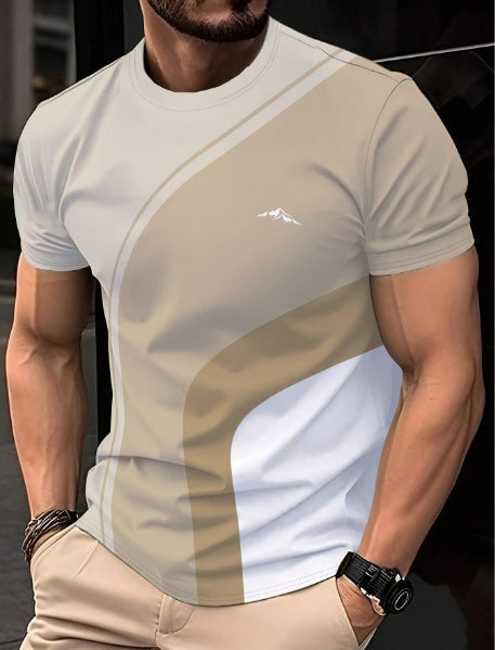 Digital 3D Printing Personality Letter Crew Neck Short Sleeve