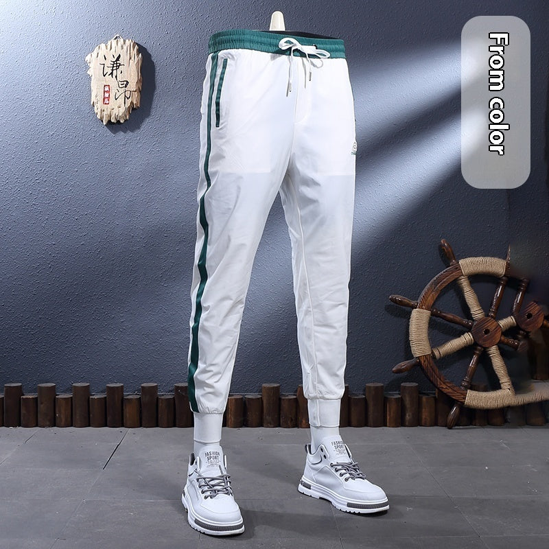 Ice Silk Breathable Stretch Slim-fitting Ankle-tied Skinny Sports Pants
