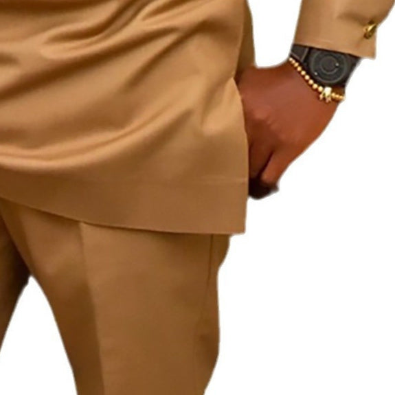 Yellow Patchwork Casual Loose Men Long-sleeve Suit