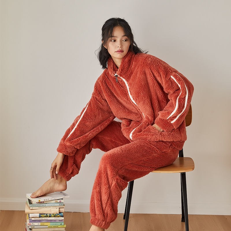 Coral Velvet Thickened Pajamas Women Autumn And Winter Models