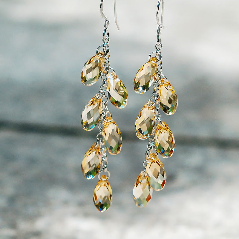 Bead Curtain Silver Needle Jewelry Crystal Earrings