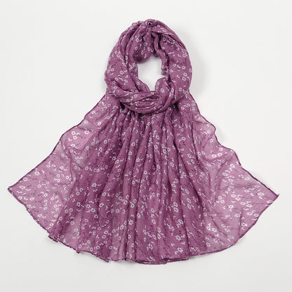 Fashion Floral Polyester Cotton Scarf Artistic Women