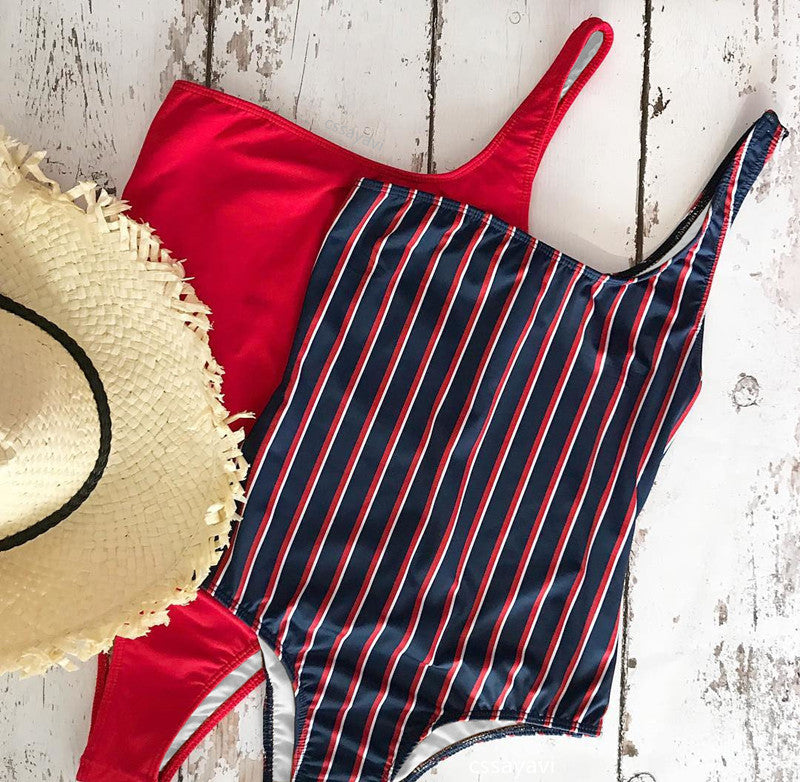 One-shoulder one-piece bikini