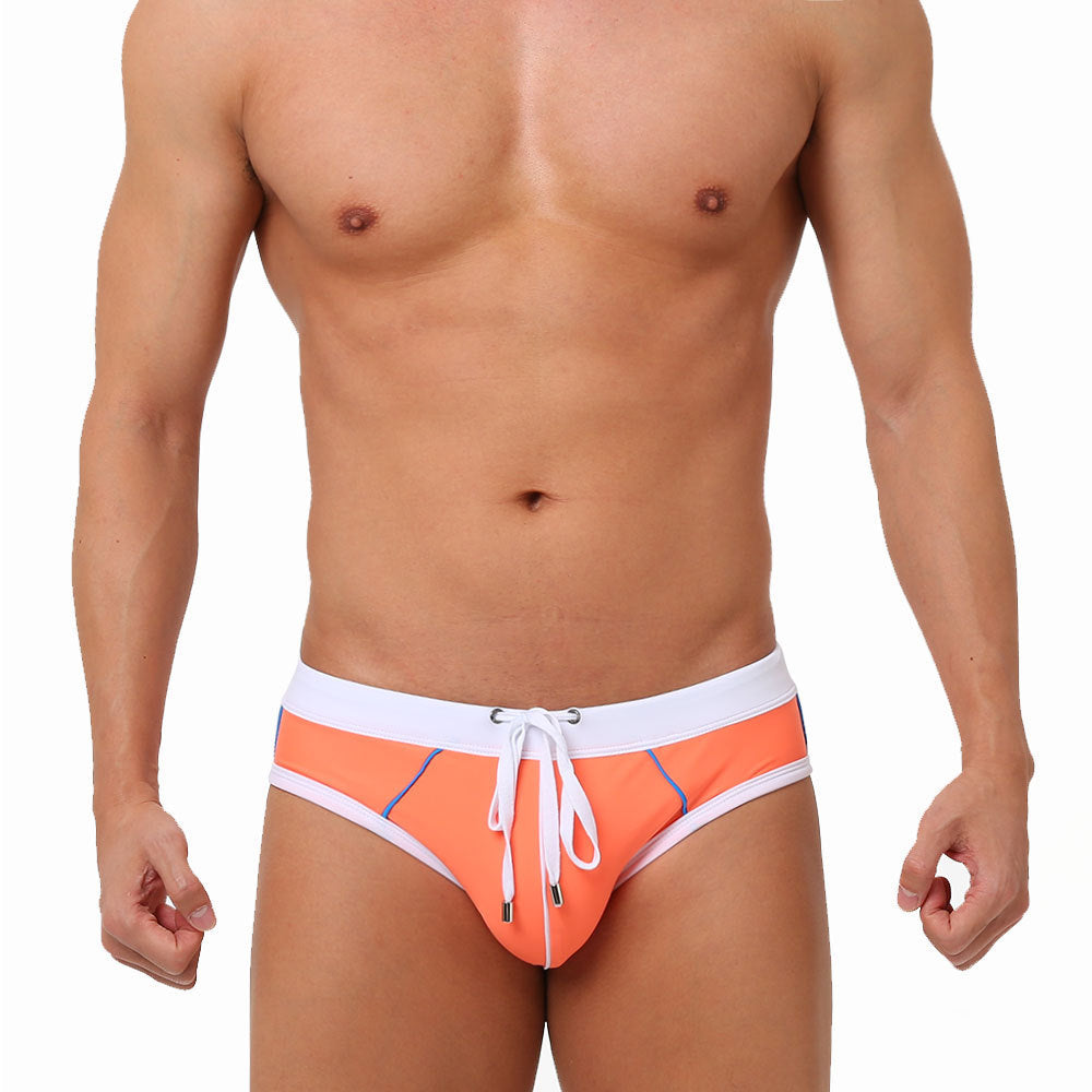 European And American Color Matching Men's Swim Briefs Trendy Simple