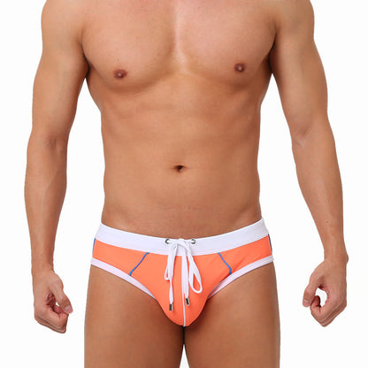 European And American Color Matching Men's Swim Briefs Trendy Simple
