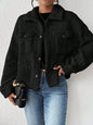 Women's Casual Polo Collar Plush Jacket Short