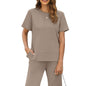 Sexy Women's Round Neck Loose Pullover Short-sleeved Top