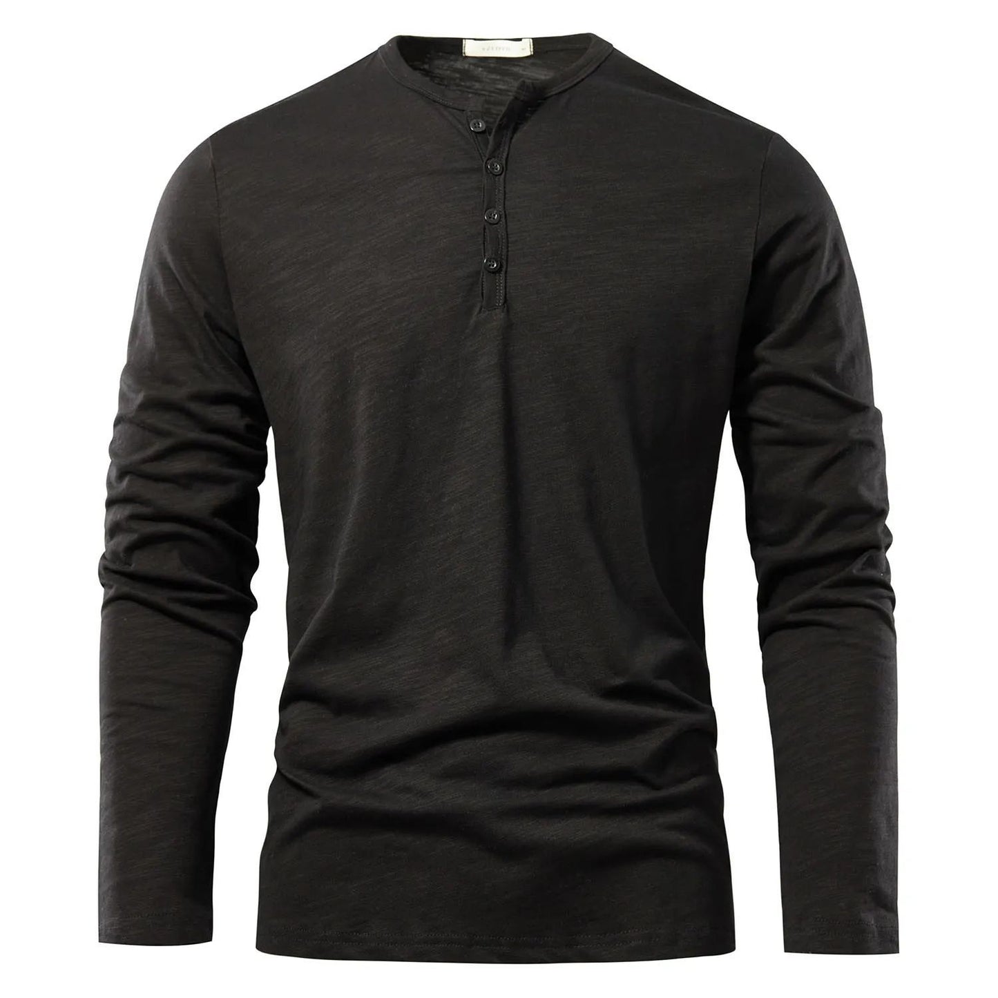 Men's Solid Color Casual Cotton Long-sleeved Top