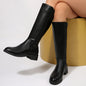 Womens Side-Zip Flat-Heel Knight Tall Boots